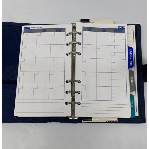 VTG "90's Mead Five Star Student Day Planner Blue Binder Organizer Tabs Zippered - Picture 3 of 13